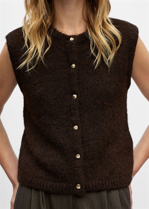 Saggia knit vest cardigan Seal Brown Melange Object 